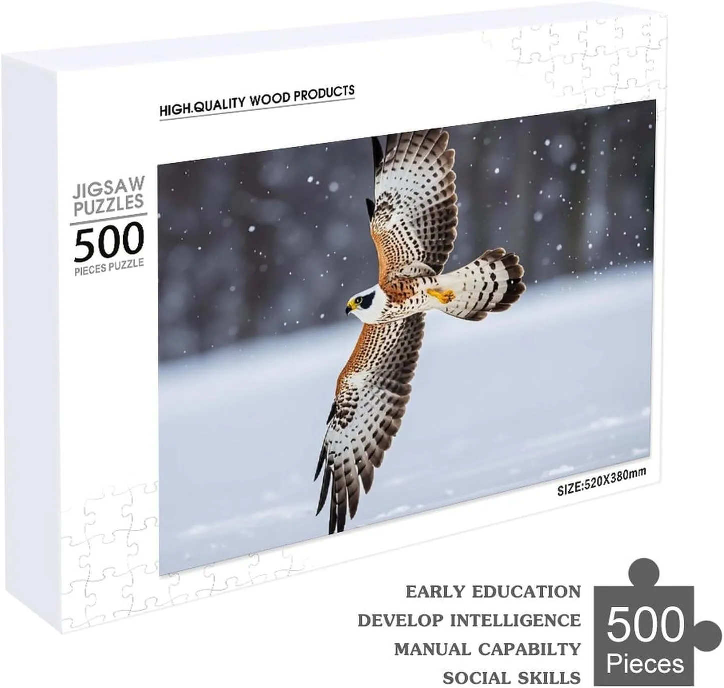 White Eagle Puzzle for Adults Wooden Jigsaw Puzzle for Mother's Day Premium Puzzle with Unique Art Design Challenging Brain Teaser Birthday authorize imagination strongly Gift for All Ages 500 PCS Flying 