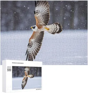 White Eagle Puzzle for Adults Wooden Jigsaw Puzzle for Mother's Day Premium Puzzle with Unique Art Design Challenging Brain Teaser Birthday authorize imagination strongly Gift for All Ages 500 PCS Flying 
