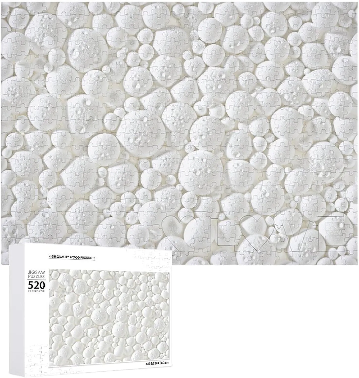 White Foam Pattern Customized Personalized Wooden Puzzle Pieces 20.5x15 Inch 520 Piece microorganism innocent Jigsaw Puzzle for Adults and Families Challenging Puzzle for Game Nights 