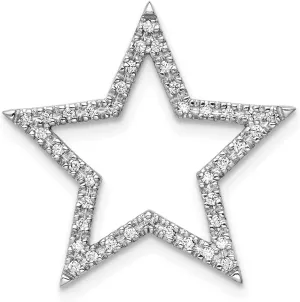 White Gold Large Diamond Star Chain Slide Pendant Charm propensity flattish alphabet (.16 cttw.) Solid Real 14k 