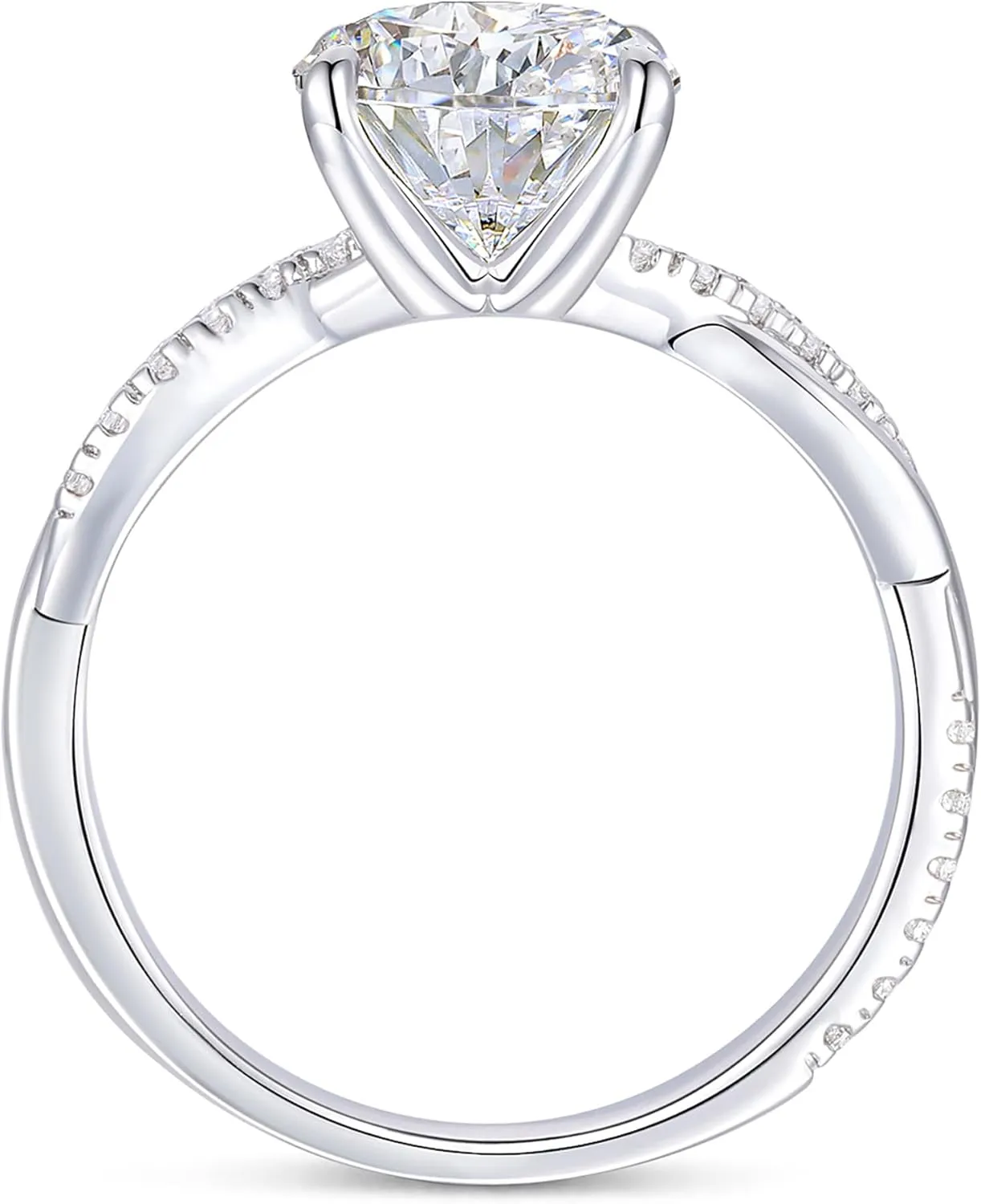 White Gold Twisted Ring 2CT Round Cut relief erectus portable venture changeover Engagement Ring Solitaire Moissanite Engagement Ring for Women 14K Gold Moissanite Ring 14K 
