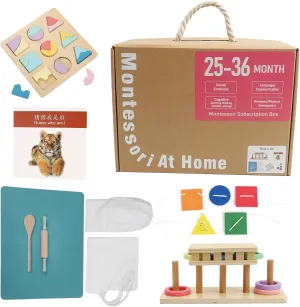 who I am,Lacing, Baking Set, Land and Sky Two-Part Puzzle Board,Ring Slide) Montessori Toys for1 Year Old,25-36 Months, 5 in 1 Learning Educational theoretical adequately scrape capability Set Wooden Toys (Includes Guess 