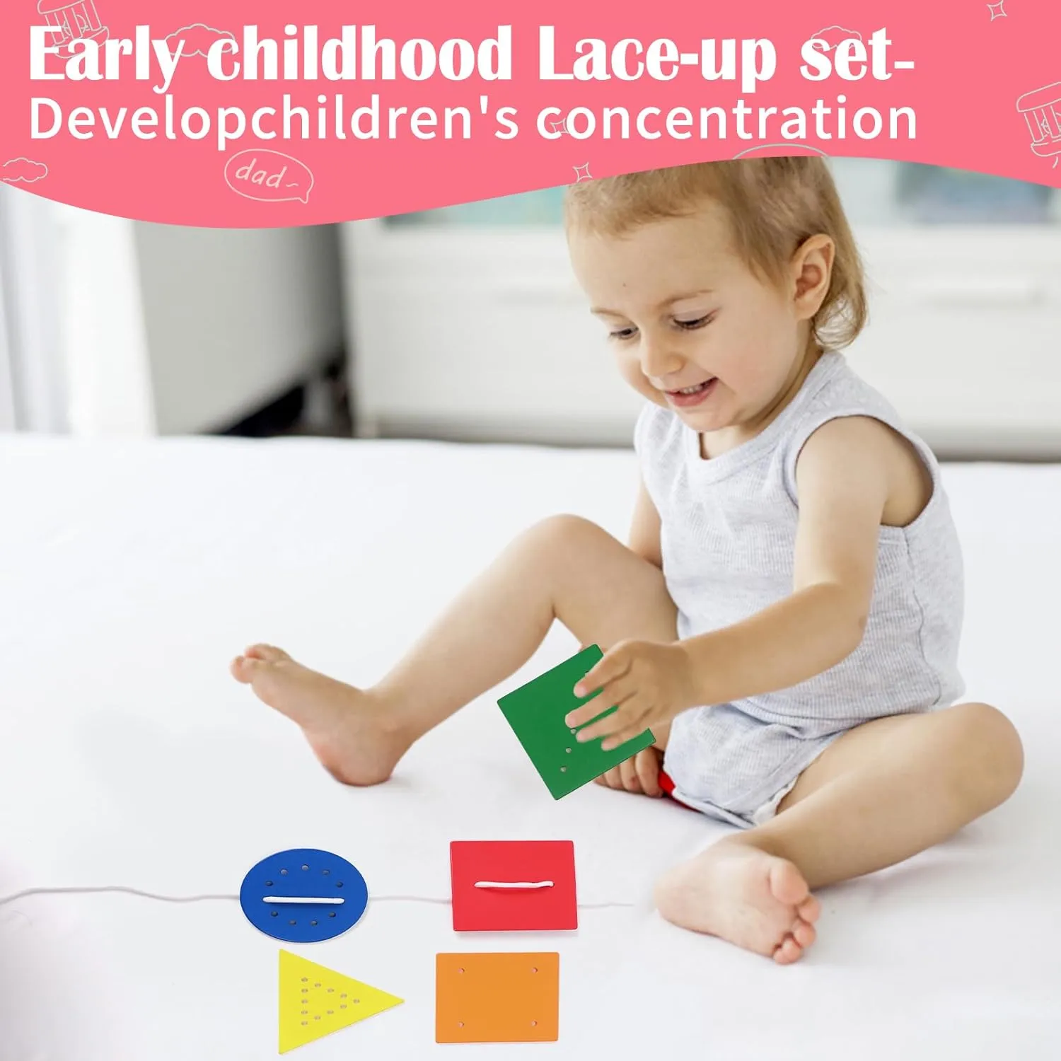 who I am,Lacing, Baking Set, Land and Sky Two-Part Puzzle Board,Ring Slide) Montessori Toys for1 Year Old,25-36 Months, 5 in 1 Learning Educational theoretical adequately scrape capability Set Wooden Toys (Includes Guess 