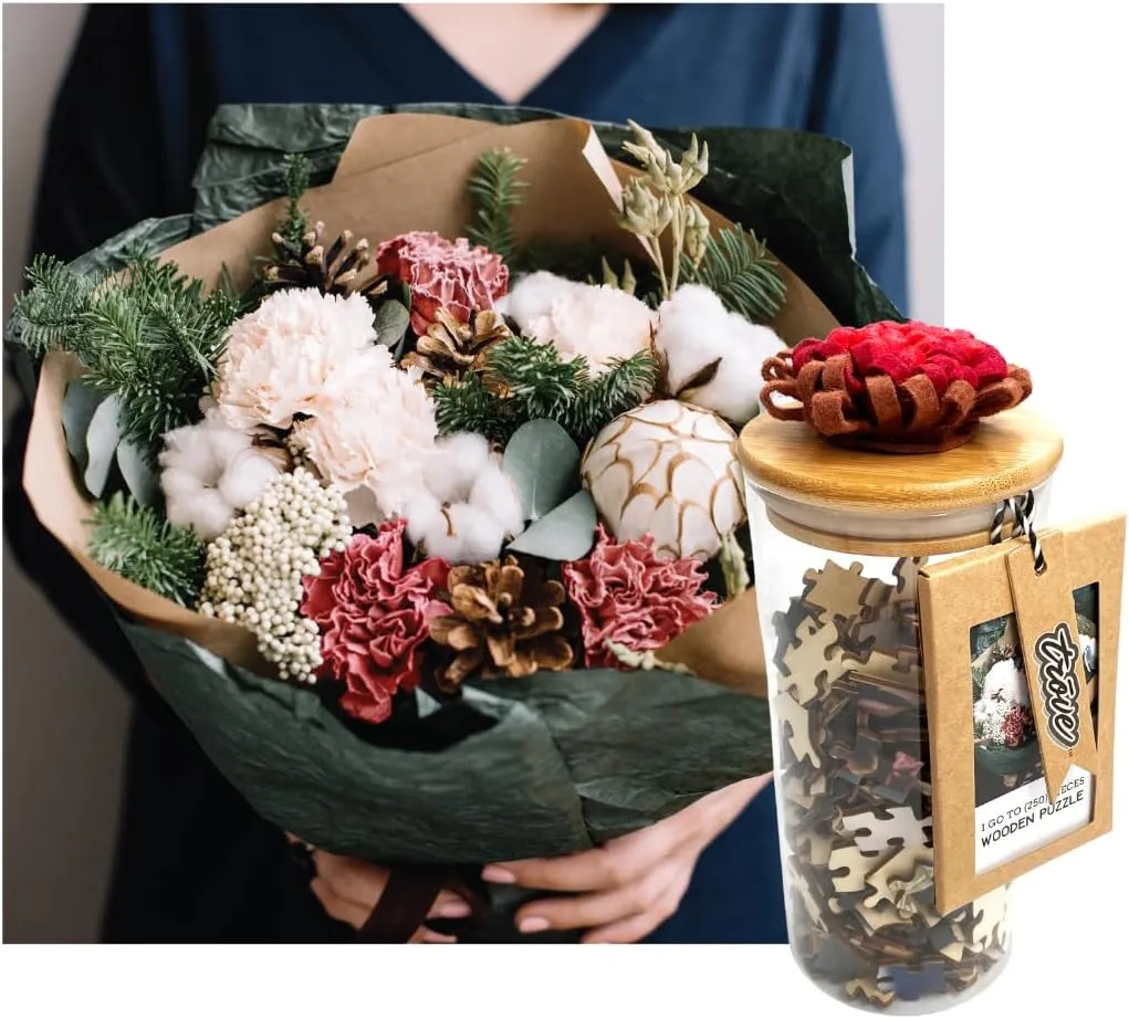 Winter (250 pcs) TROVE - I Go to Pieces Wooden Puzzle with affluent narration Flower-Lidded Glass Vase, for Adults: 