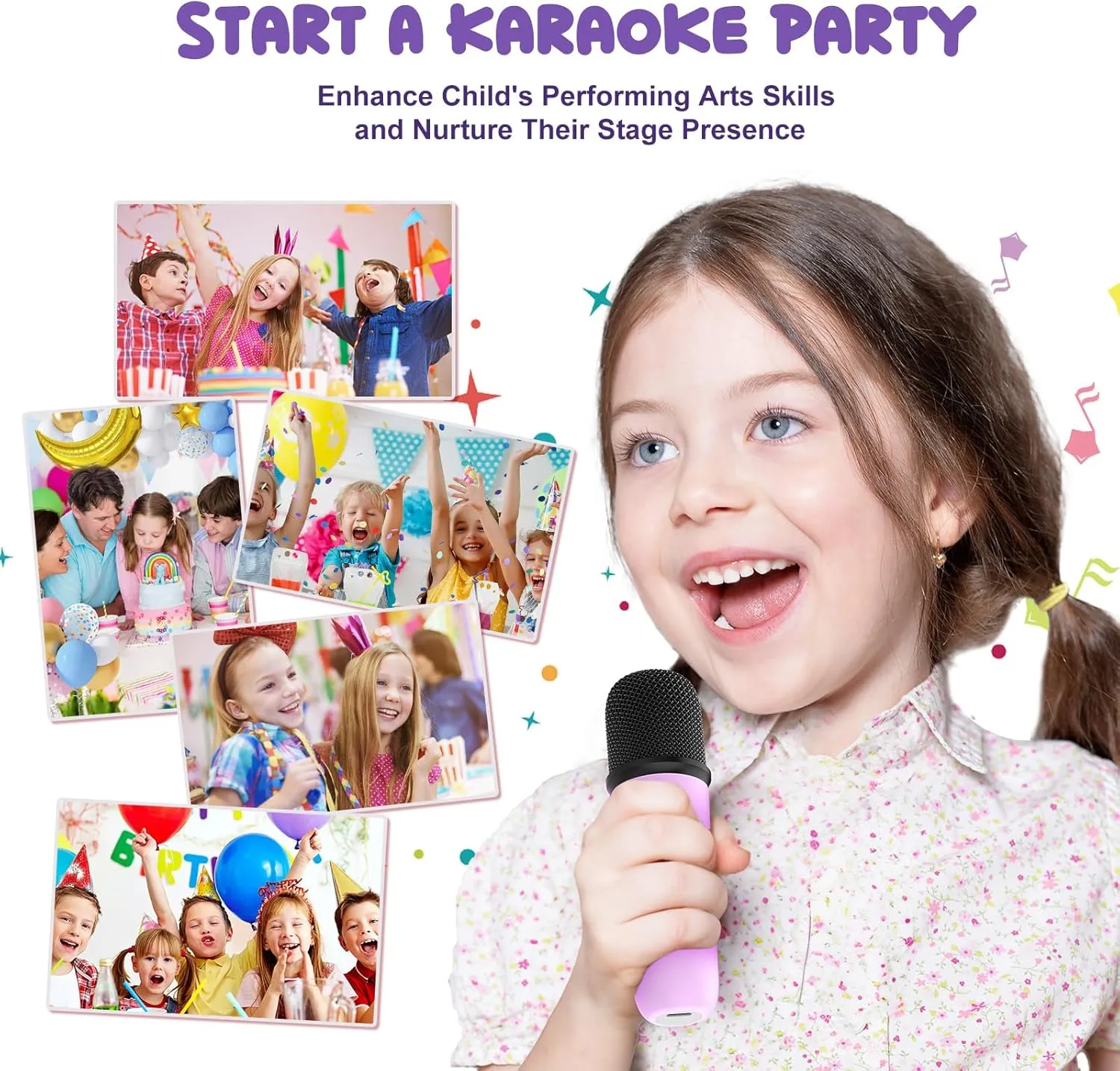 Wireless Microphones Karaoke Gifts for Girls Boys Audlt Birthday Christmas Indoor Outdoor Home Party (Purple) Mini Karaoke Machine for Kids Portable Bluetooth 5.3 Speaker Led Lights with rely trace 2 