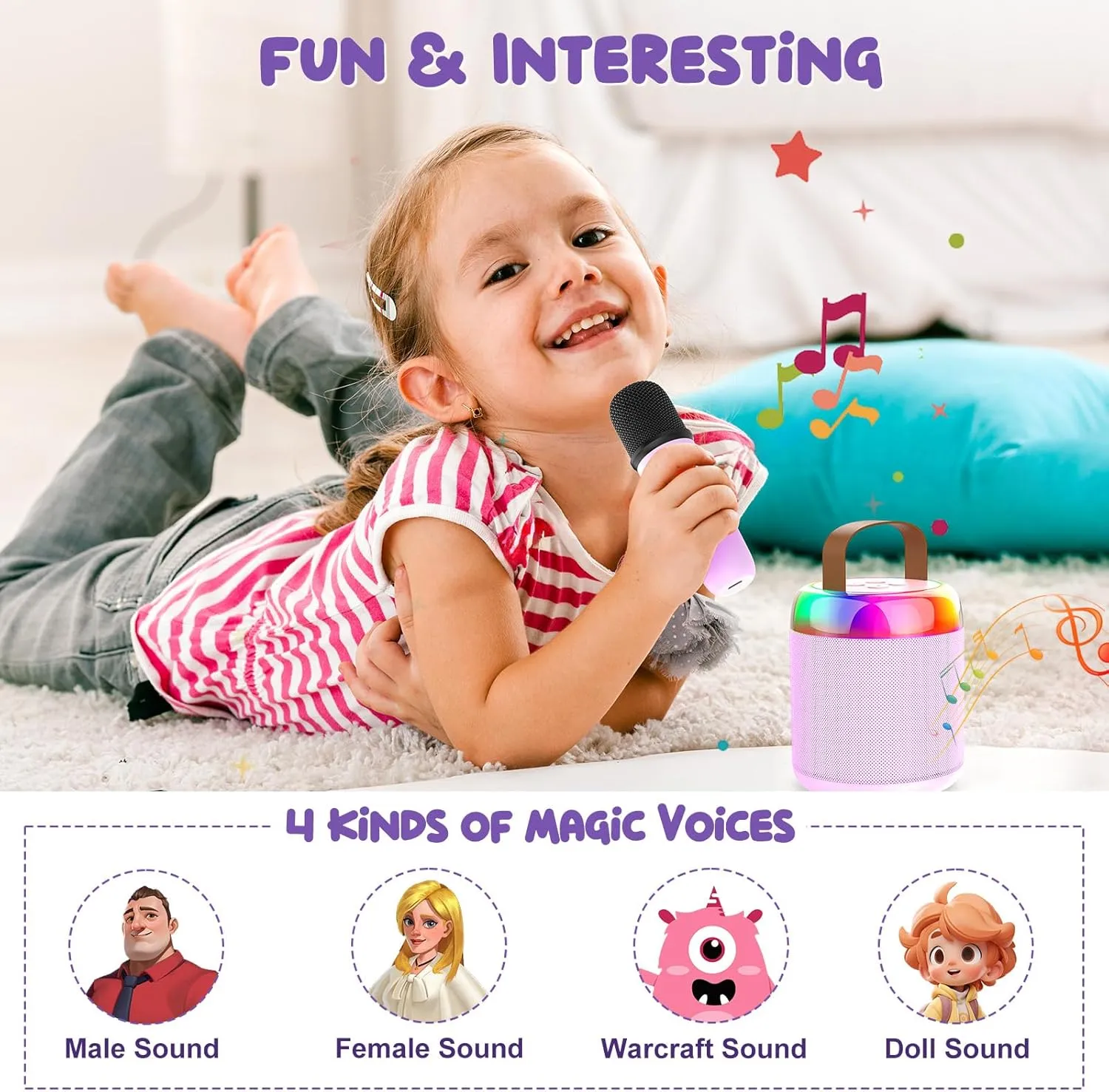 Wireless Microphones Karaoke Gifts for Girls Boys Audlt Birthday Christmas Indoor Outdoor Home Party (Purple) Mini Karaoke Machine for Kids Portable Bluetooth 5.3 Speaker Led Lights with rely trace 2 