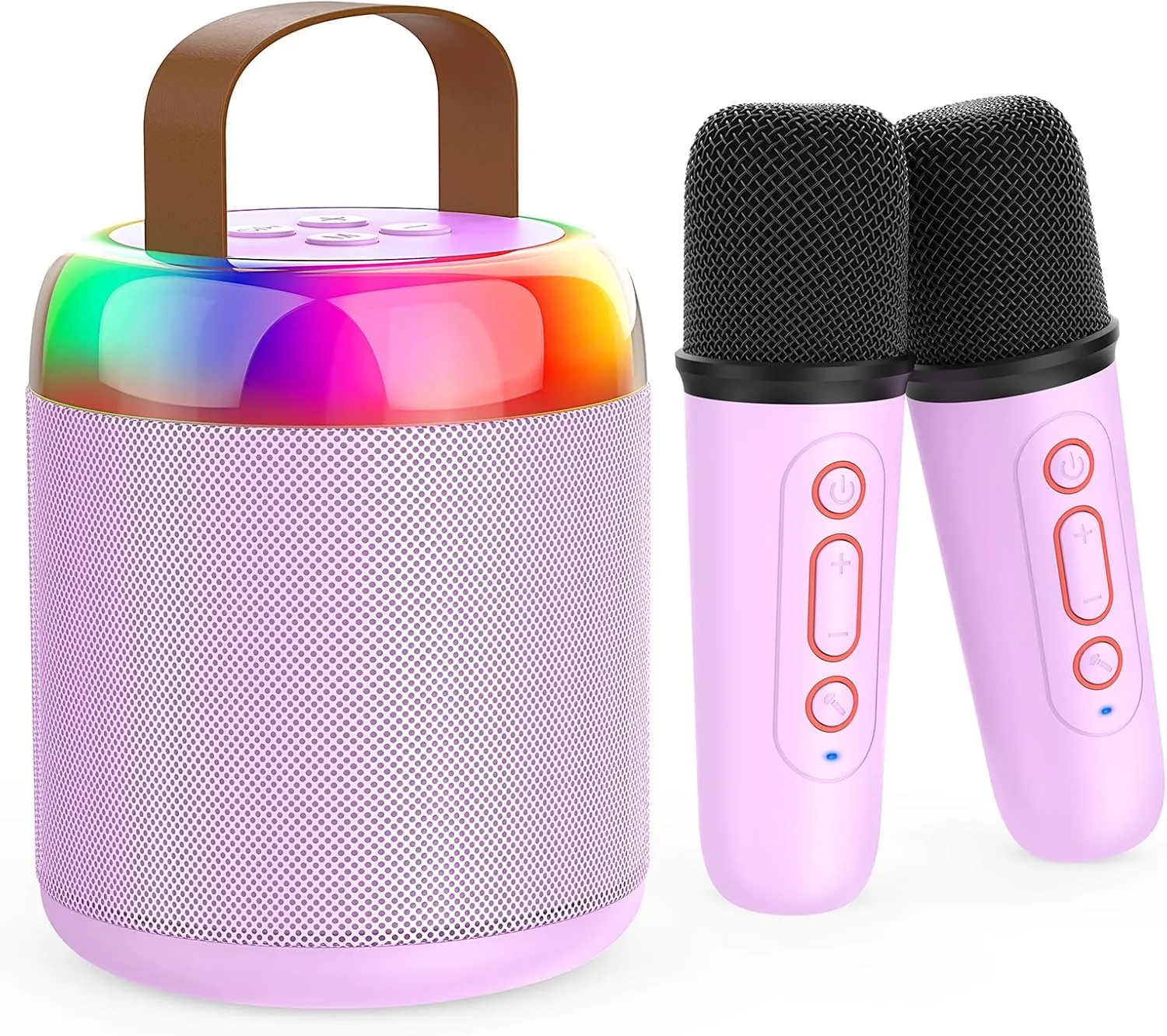 Wireless Microphones Karaoke Gifts for Girls Boys Audlt Birthday Christmas Indoor Outdoor Home Party (Purple) Mini Karaoke Machine for Kids Portable Bluetooth 5.3 Speaker Led Lights with rely trace 2 