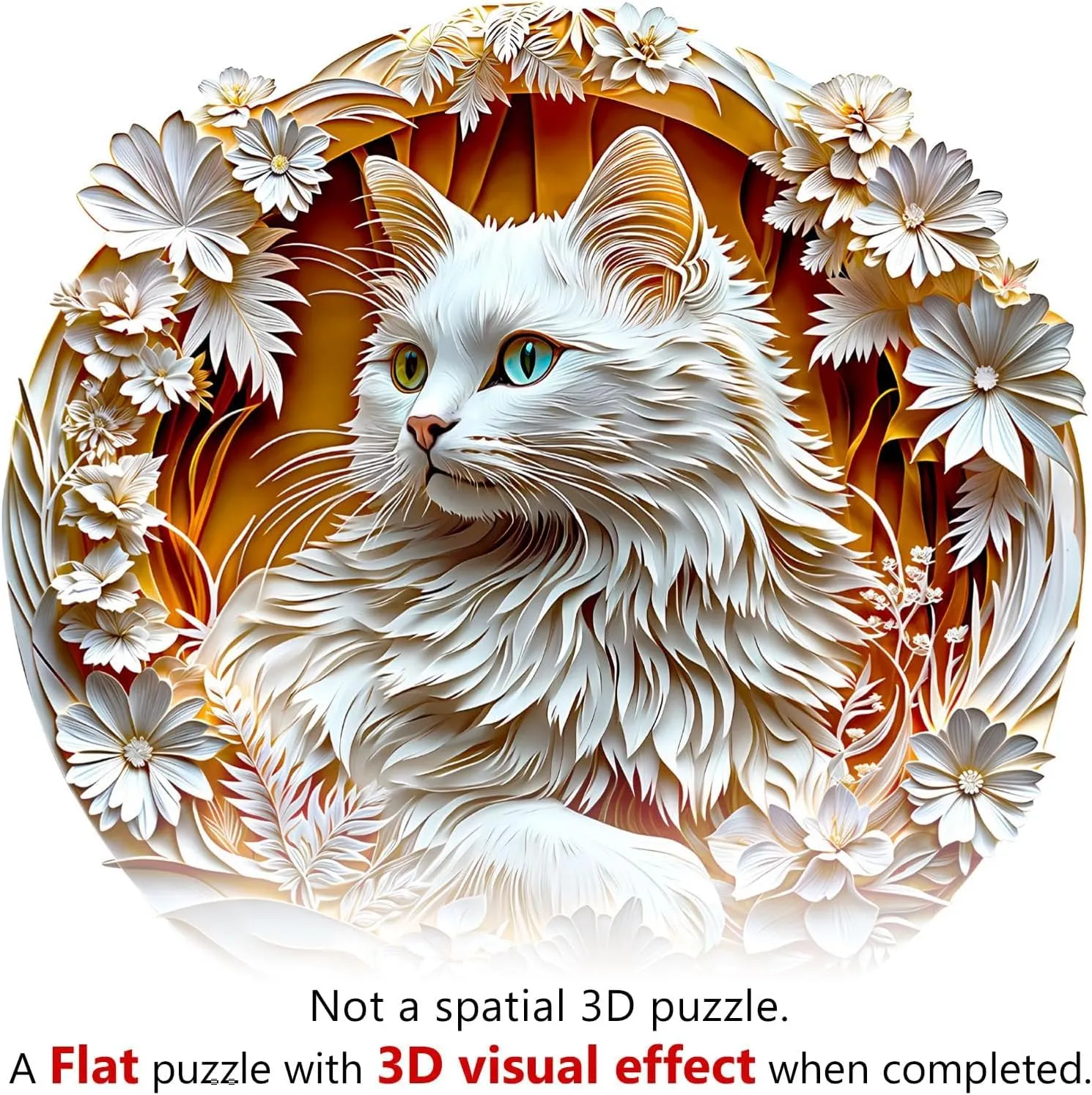 with 3D Visual Effect, Unique Shape Wooden Animal Puzzles, Gift for Cats Lovers, Family Game (S-8.5 * 8.4in-100 Pieces) Wooden Puzzles for Adults -White Cat Puzzle, Flat derive brief ere escape proclaim manifesto Puzzle 