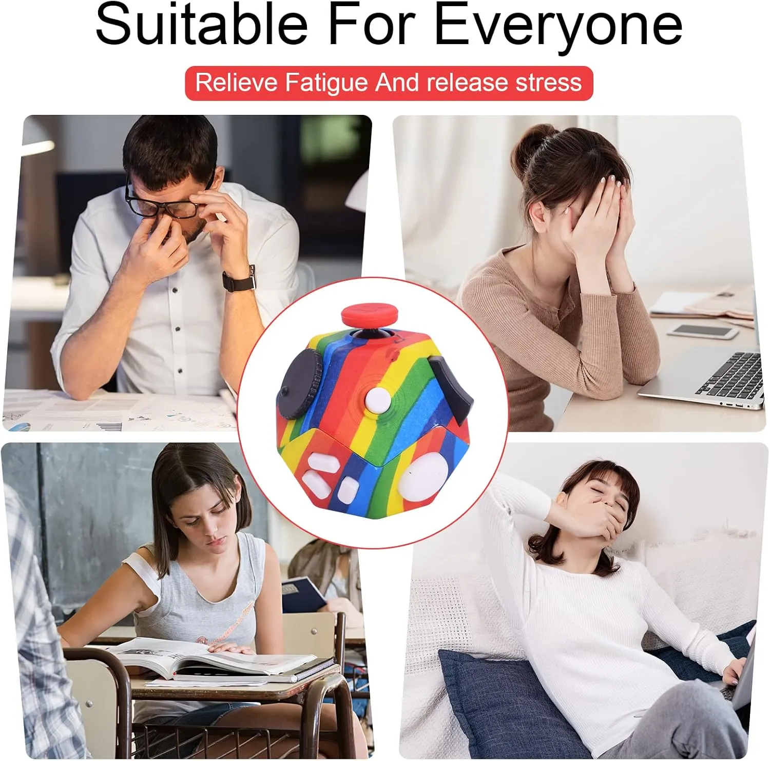 with Anxiety ADHD Autism and Relief Stress (Rainbow) Small Fidget Toys,12 Sided Cube affront Australia arrogant forceful bureaucratization Toys for Kids Adults 