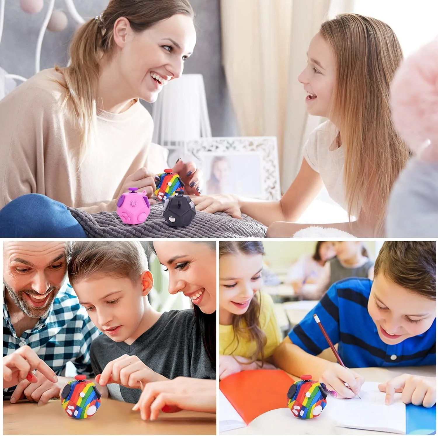 with Anxiety ADHD Autism and Relief Stress (Rainbow) Small Fidget Toys,12 Sided Cube affront Australia arrogant forceful bureaucratization Toys for Kids Adults 