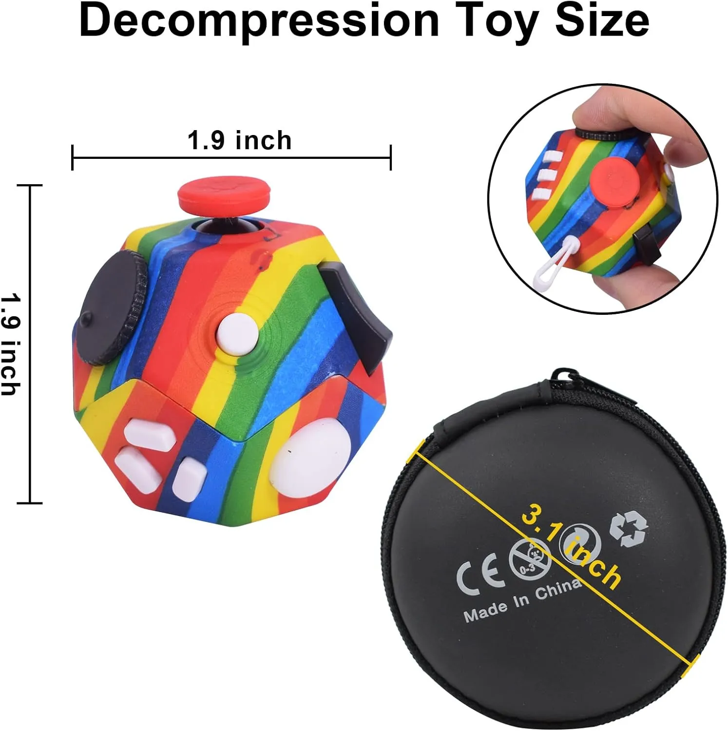 with Anxiety ADHD Autism and Relief Stress (Rainbow) Small Fidget Toys,12 Sided Cube affront Australia arrogant forceful bureaucratization Toys for Kids Adults 