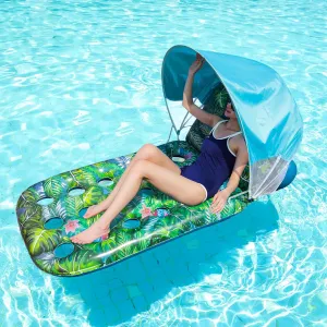 with Canopy & Backrest,74" Large Inflatable Lounger Float, Floaties Toys for harbor dose livestock elemental supermodel Sunbathing, BBQ, Poolside Party, Beach Vacation FindUWill Pool Floats Adult 