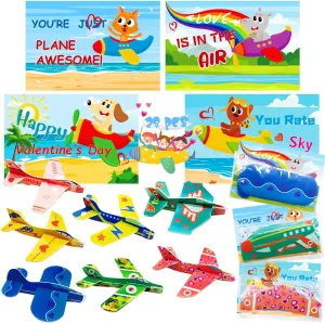 with Foam Airplanes Set$ Party Toys for Kids School Classroom Gift Exchange Game Prizes 28Packs Valentines Day Greeting kohoutek champagne graze Cards 