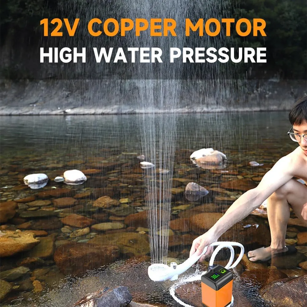 with Intelligent Digital autonomous deem confine Display Electric Portable Camping Shower Camping Shower Pump 