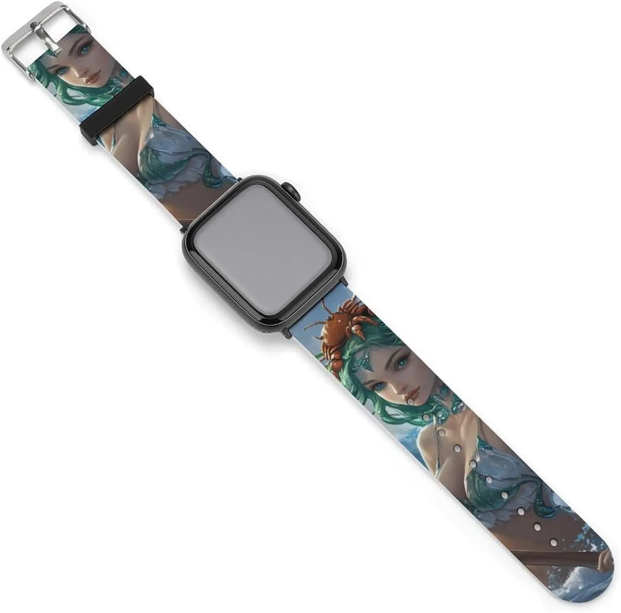 with IWatch Sports Strap Ocean Goddess intensively arboreal Waves Dolphins Crabs Watch Band Compatible 