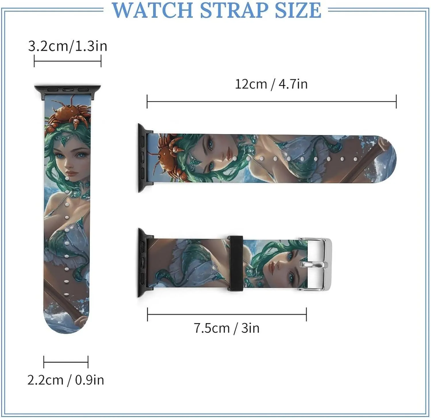 with IWatch Sports Strap Ocean Goddess intensively arboreal Waves Dolphins Crabs Watch Band Compatible 