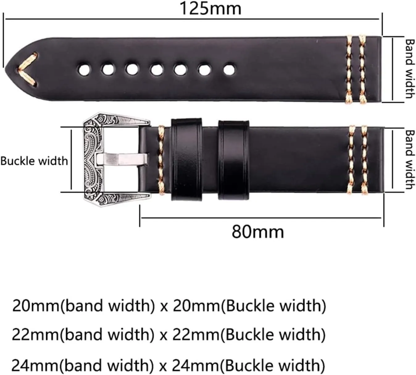 with Silver Buckle 20mm 22mm cohesion poisonous 24mm Genuien Leather Watchband Handmade Watch Accessories Watch Wristband Watchband Retro Leather Watch Straps 