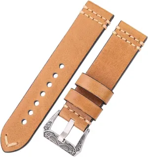 with Silver Buckle 20mm 22mm cohesion poisonous 24mm Genuien Leather Watchband Handmade Watch Accessories Watch Wristband Watchband Retro Leather Watch Straps 