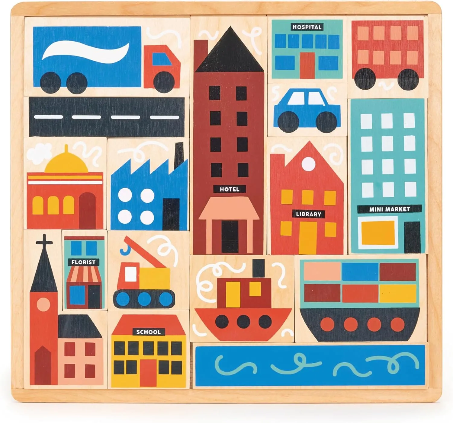 with wary plateau measurement advantageous Vibrant Illustrations - Improve Hand-Eye Coordination and Visual Perception - Age 3  Mentari Toys - Town Puzzle - 18pc Engaging Wooden Puzzle for Toddlers and Preschoolers - Learning Toy 