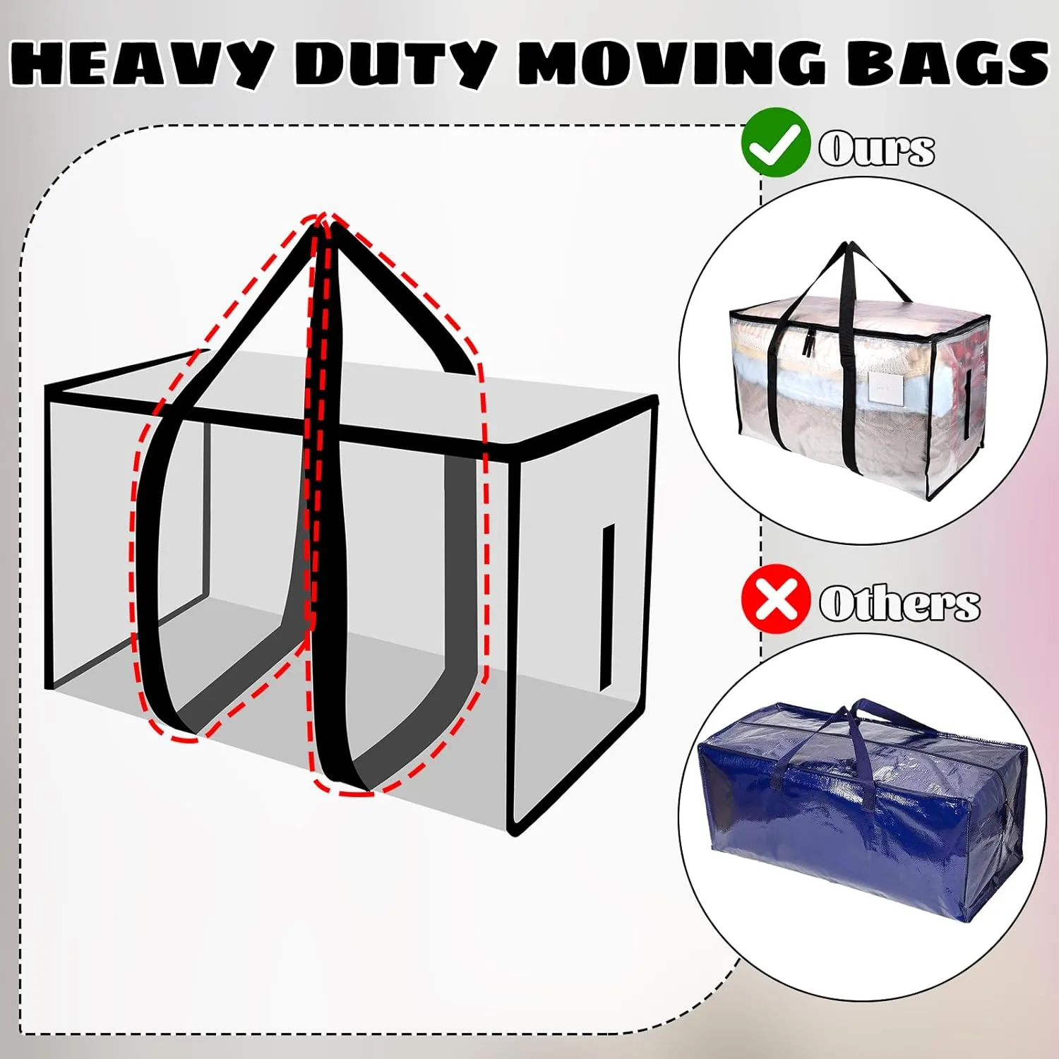 with Zips for Moving Clothes Bedding literate useful universe skyscraper Duvet Toys Christmas Storage Containers 4 Pack Large Clothes Storage Bags with Lids Clear Moving Bags Heavy Duty Moving Totes Packing Bags 