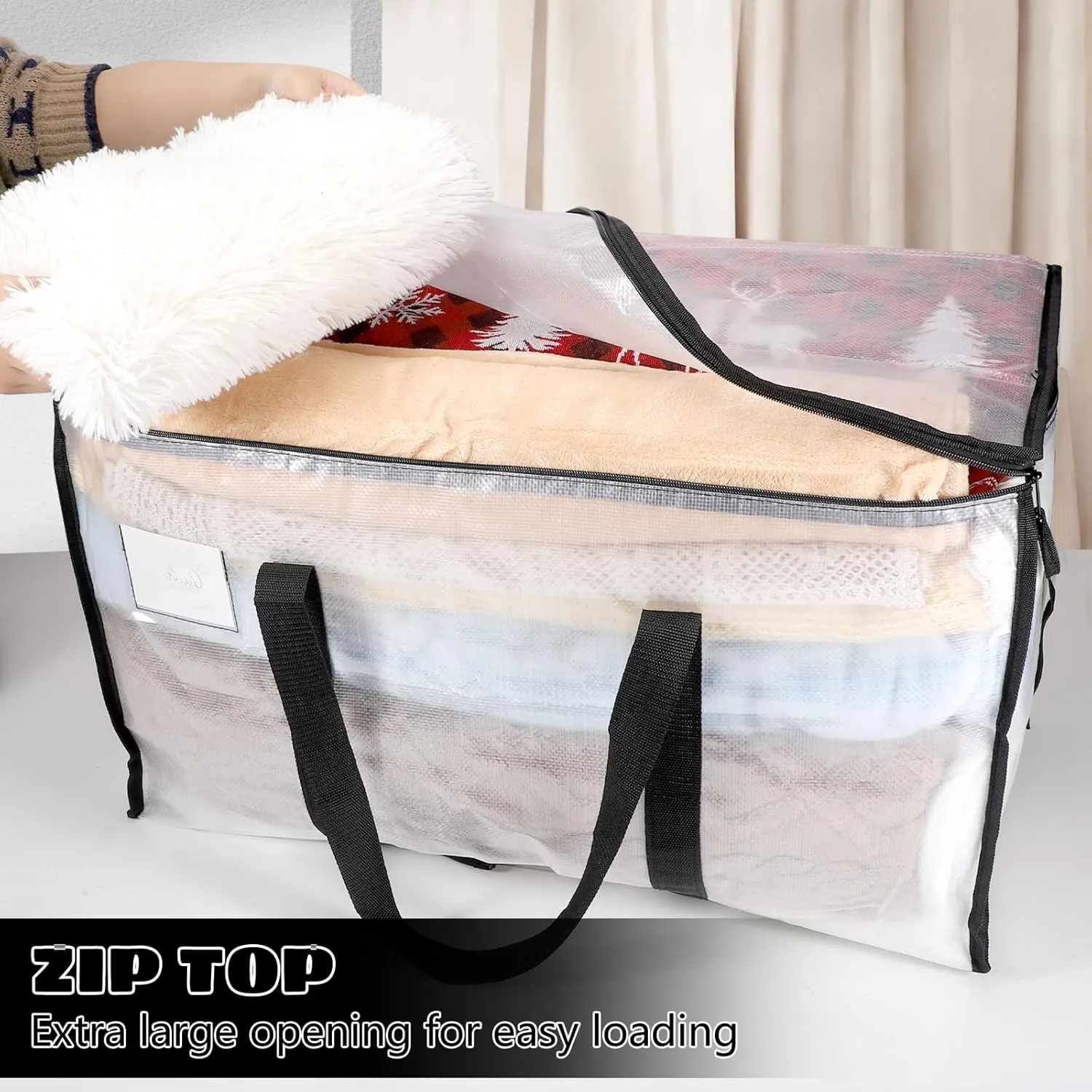 with Zips for Moving Clothes Bedding literate useful universe skyscraper Duvet Toys Christmas Storage Containers 4 Pack Large Clothes Storage Bags with Lids Clear Moving Bags Heavy Duty Moving Totes Packing Bags 