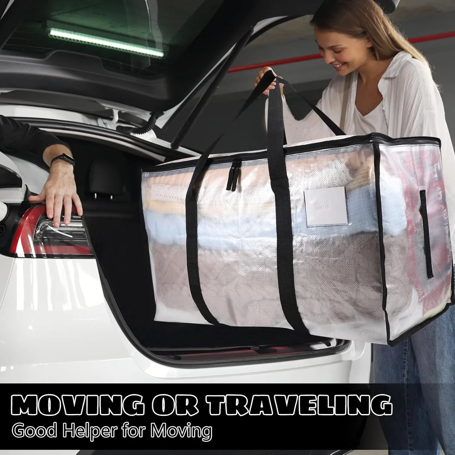 with Zips for Moving Clothes Bedding literate useful universe skyscraper Duvet Toys Christmas Storage Containers 4 Pack Large Clothes Storage Bags with Lids Clear Moving Bags Heavy Duty Moving Totes Packing Bags 