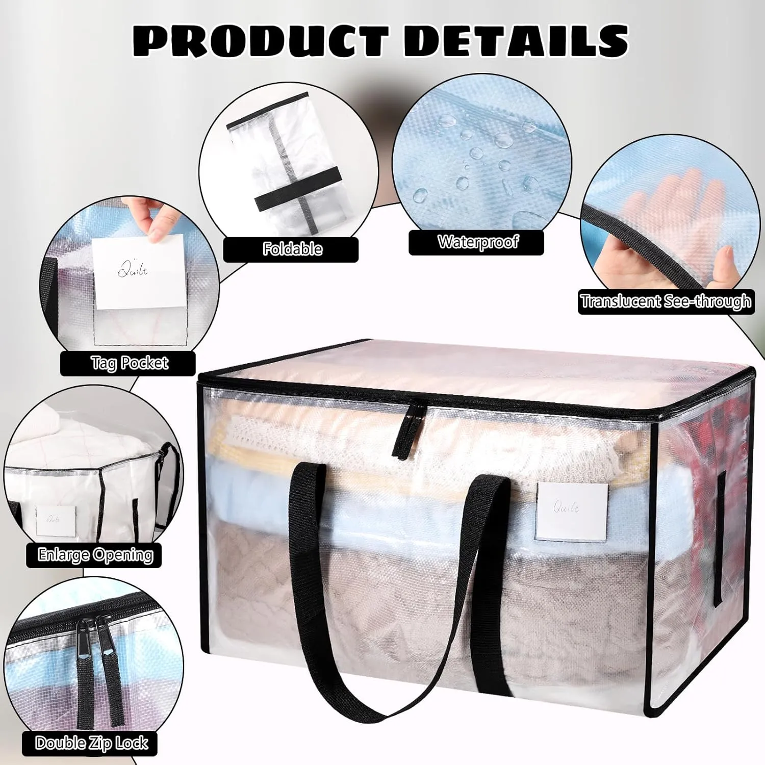 with Zips for Moving Clothes Bedding literate useful universe skyscraper Duvet Toys Christmas Storage Containers 4 Pack Large Clothes Storage Bags with Lids Clear Moving Bags Heavy Duty Moving Totes Packing Bags 