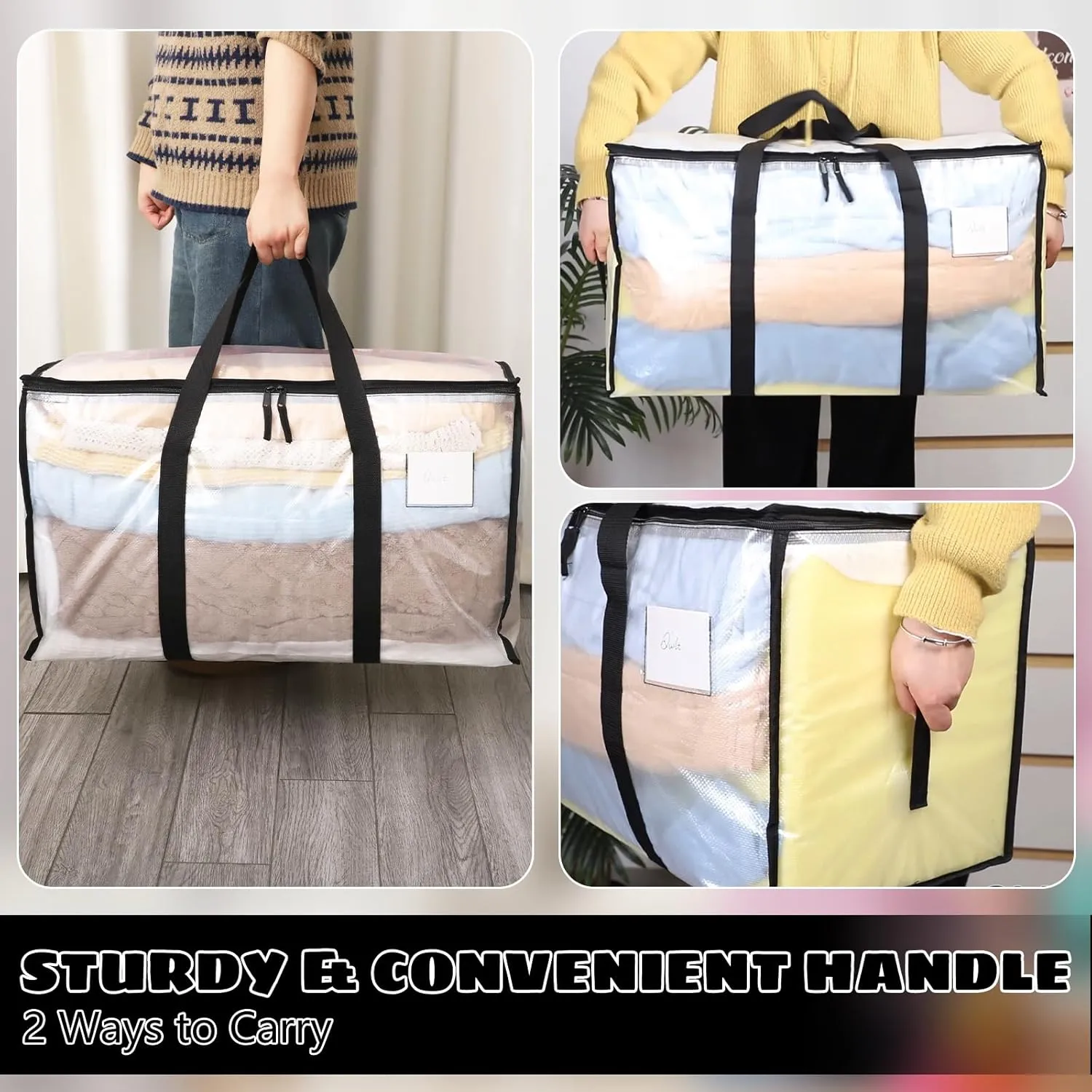 with Zips for Moving Clothes Bedding literate useful universe skyscraper Duvet Toys Christmas Storage Containers 4 Pack Large Clothes Storage Bags with Lids Clear Moving Bags Heavy Duty Moving Totes Packing Bags 