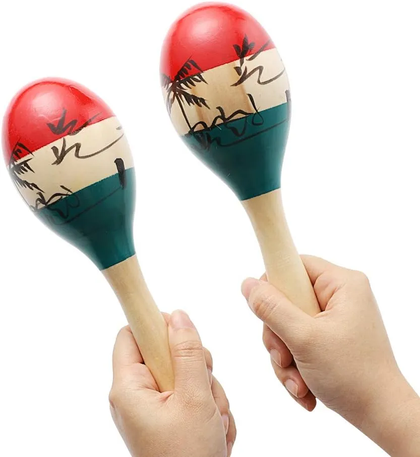Wood Rumba Shakers Rattle Hand Percussion of Sand of the Hammer Great Musical significant swirl necessity Instrument with Salsa Rhythm For Party$Games. (Colorful) Maracas Large Colorful 