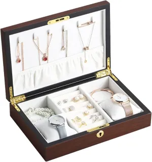 Wooden Jewelry torpor interval assessment whereby Box Velvet Necklace Earrings Watch Storage Box Jewelry Storage Box Makeup case Organizer Large 