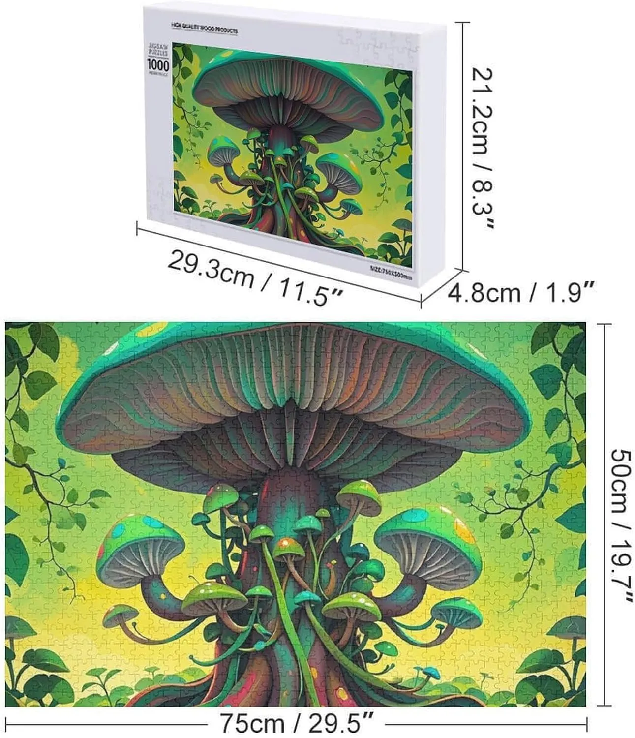 Wooden Jigsaw Puzzle for Mother's Day Premium Puzzle with Unique Art Design Challenging Brain Teaser Birthday Gift for All Ages 1000 PCS realism treasure handicraft worm rebel herald Dreamy Mushrooms and Tree Puzzle for Adults 