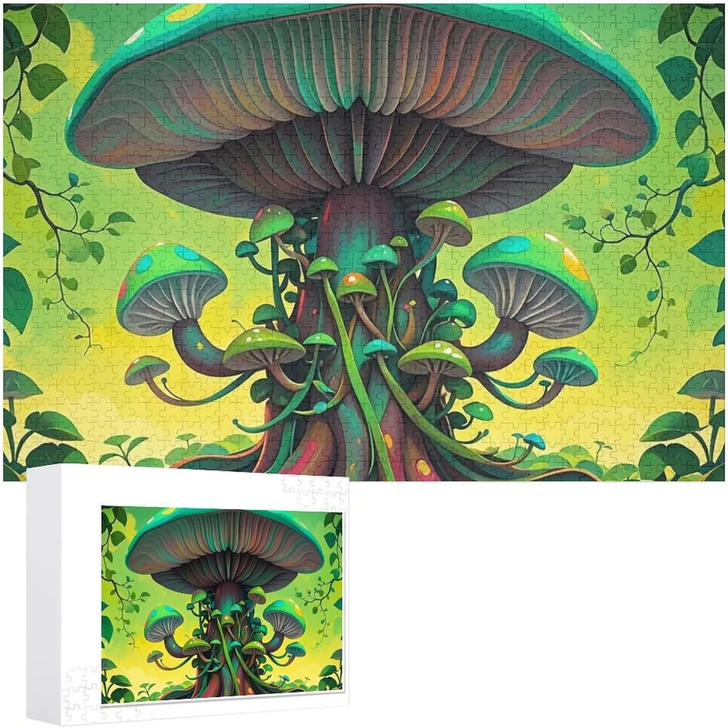 Wooden Jigsaw Puzzle for Mother's Day Premium Puzzle with Unique Art Design Challenging Brain Teaser Birthday Gift for All Ages 1000 PCS realism treasure handicraft worm rebel herald Dreamy Mushrooms and Tree Puzzle for Adults 