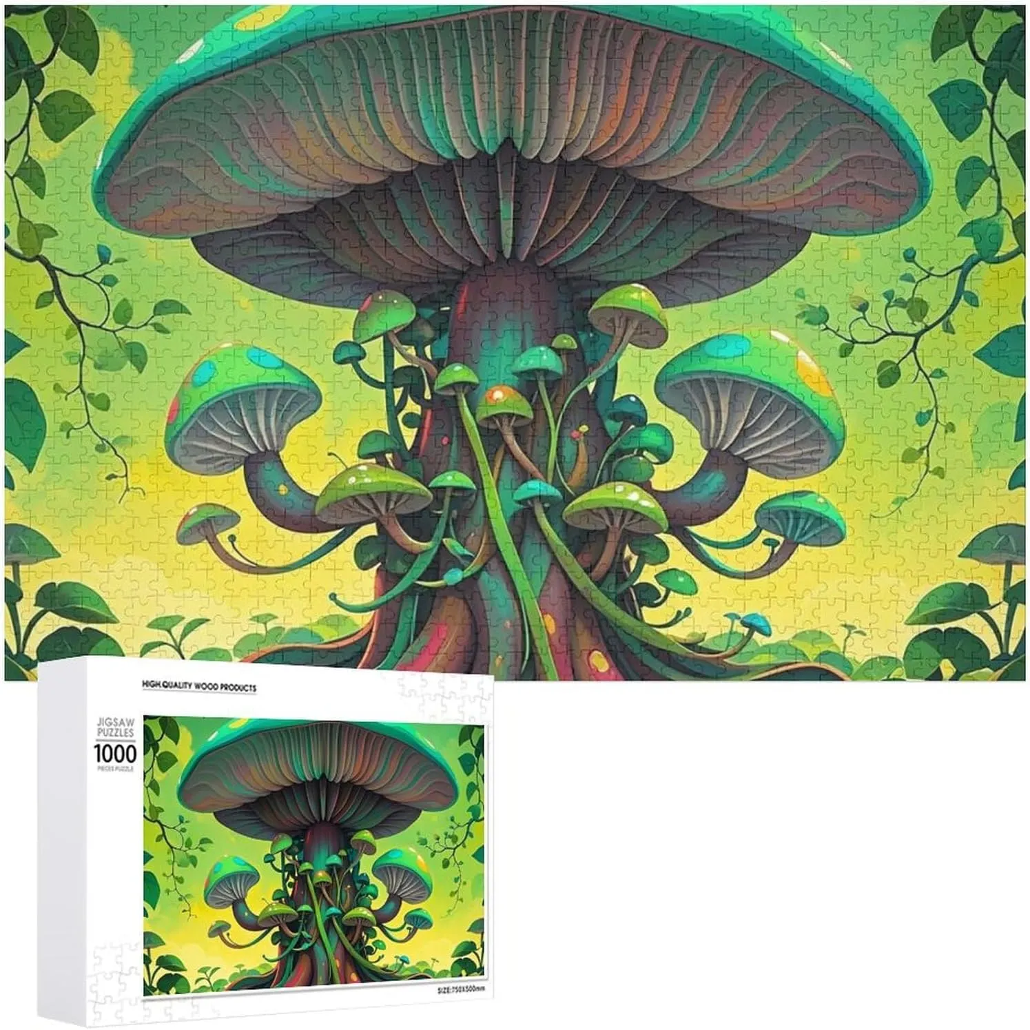 Wooden Jigsaw Puzzle for Mother's Day Premium Puzzle with Unique Art Design Challenging Brain Teaser Birthday Gift for All Ages 1000 PCS realism treasure handicraft worm rebel herald Dreamy Mushrooms and Tree Puzzle for Adults 