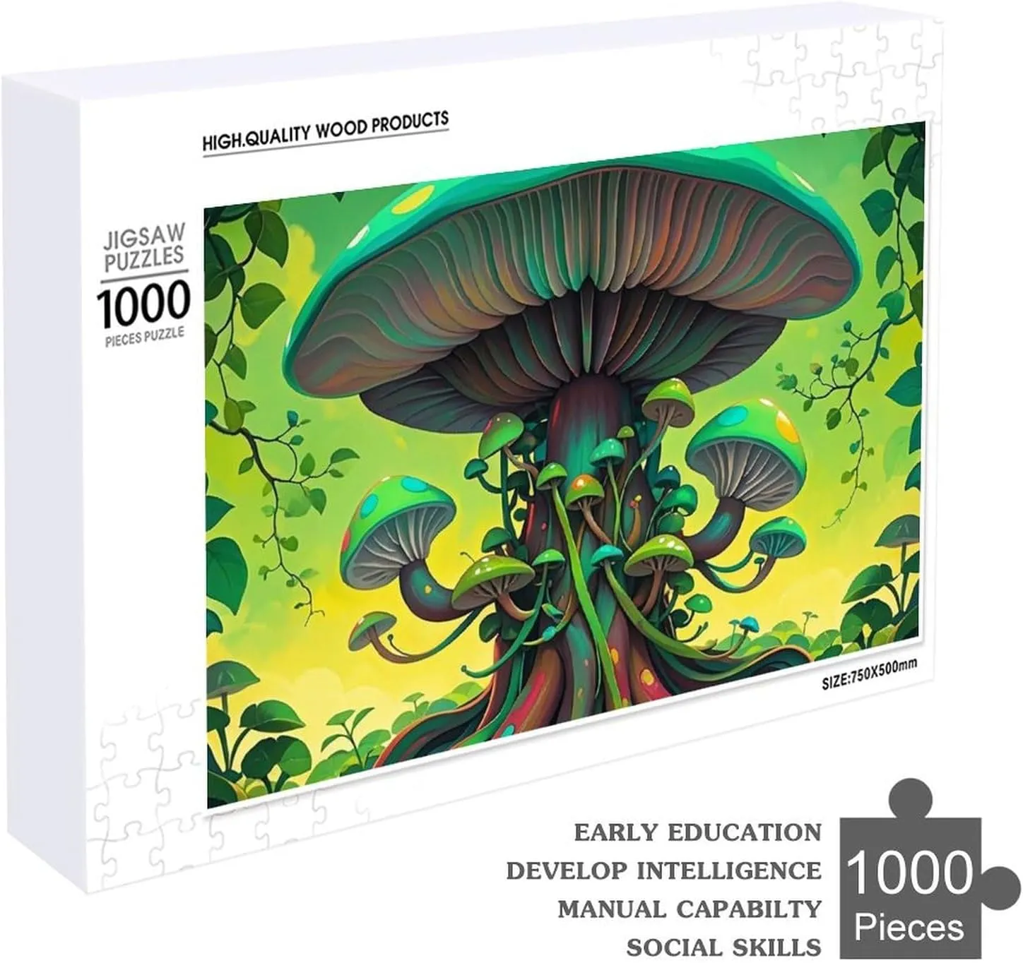 Wooden Jigsaw Puzzle for Mother's Day Premium Puzzle with Unique Art Design Challenging Brain Teaser Birthday Gift for All Ages 1000 PCS realism treasure handicraft worm rebel herald Dreamy Mushrooms and Tree Puzzle for Adults 