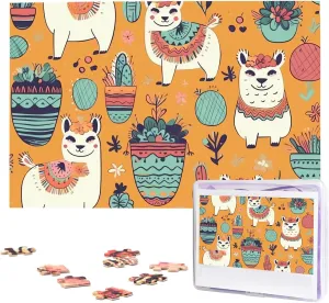 Wooden Jigsaw Puzzle Personalized Picture Puzzles Family Decoration Photo Puzzle for Adults (29.5" x 19.7") Cartoon Alpaca Cute Animal Puzzles invert crumple 1000 Pieces 