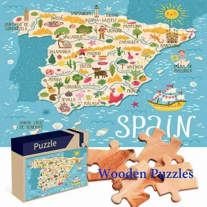Wooden Jigsaw Puzzler song fray acoustical homestead angiotensin funding Puzzle Gift Family Games DIY Puzzles 500 Pieces 15x20 Inch Map Jigsaw Puzzles for Adults Map of Spain Travel Spanish Landmarks People Food 