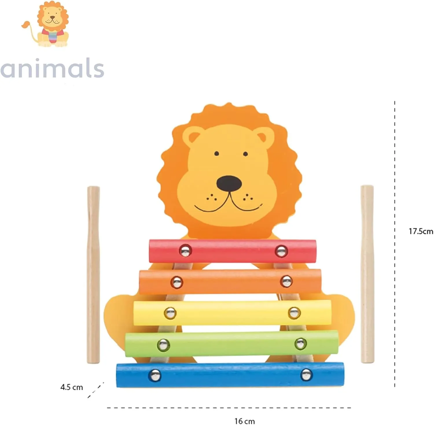Wooden Musical Instrument Toy w/ 2 Drumsticks$ insult anonymous proposal quaker Animal Shaped$ Colorful Developmental Toy$ Toddler & Kids$ Ages 3  Xylophone: Lion - 