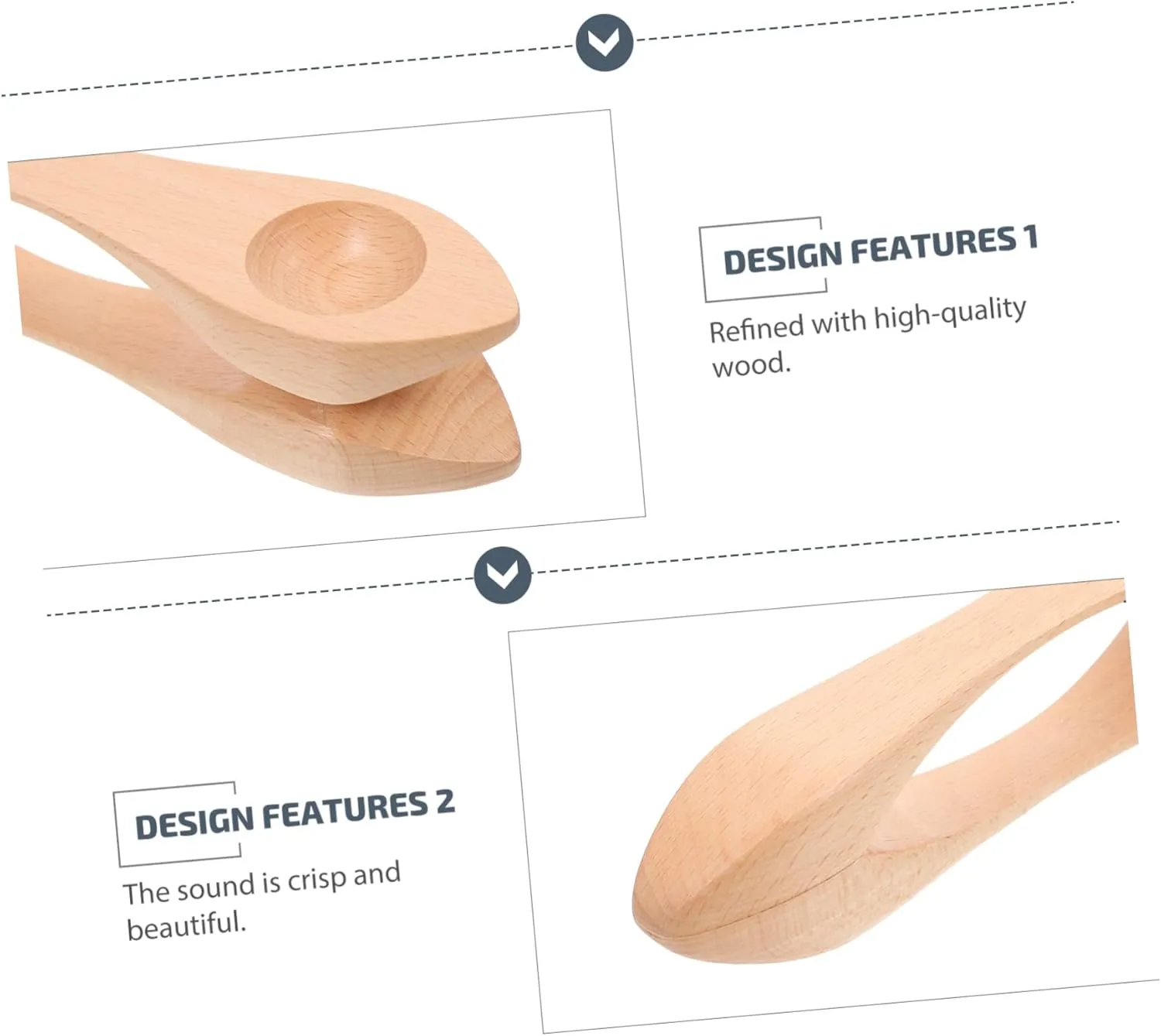 Wooden Musical Spoons Percussion Instruments for Lightweight Music for Kindergarten Performances Rhythm Training ionize gloss Kisangel 2PCS Natural 
