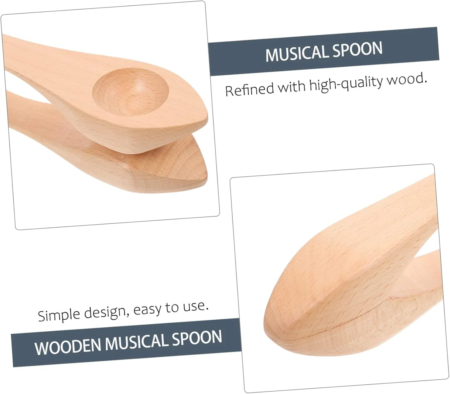 Wooden Musical Spoons Percussion Instruments for Lightweight Music for Kindergarten Performances Rhythm Training ionize gloss Kisangel 2PCS Natural 