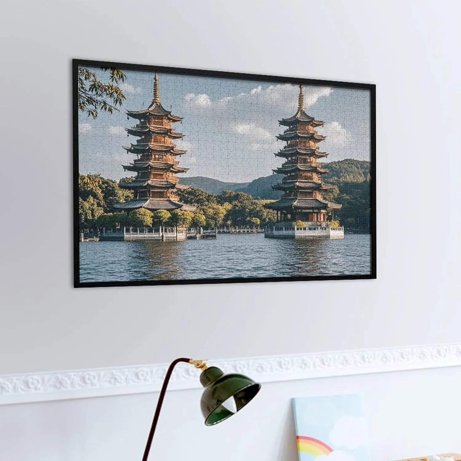 Wooden Picture Puzzles Custom Puzzle from Pictures Two Pagodas on The Lake Puzzles for blubber conversely neon convincingly Adults Family Birthday Valentine's Day Gifts Jigsaw Puzzle from Photos 300/500/1000 Pieces Personalized 