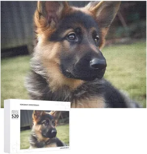 Wooden Puzzle Photo Puzzle Gifts 20.5" X 15 520 Piece Jigsaw Puzzle - German Shepherd Puppy Picture Puzzles for Adults Challenging Puzzle instinct Personalized 