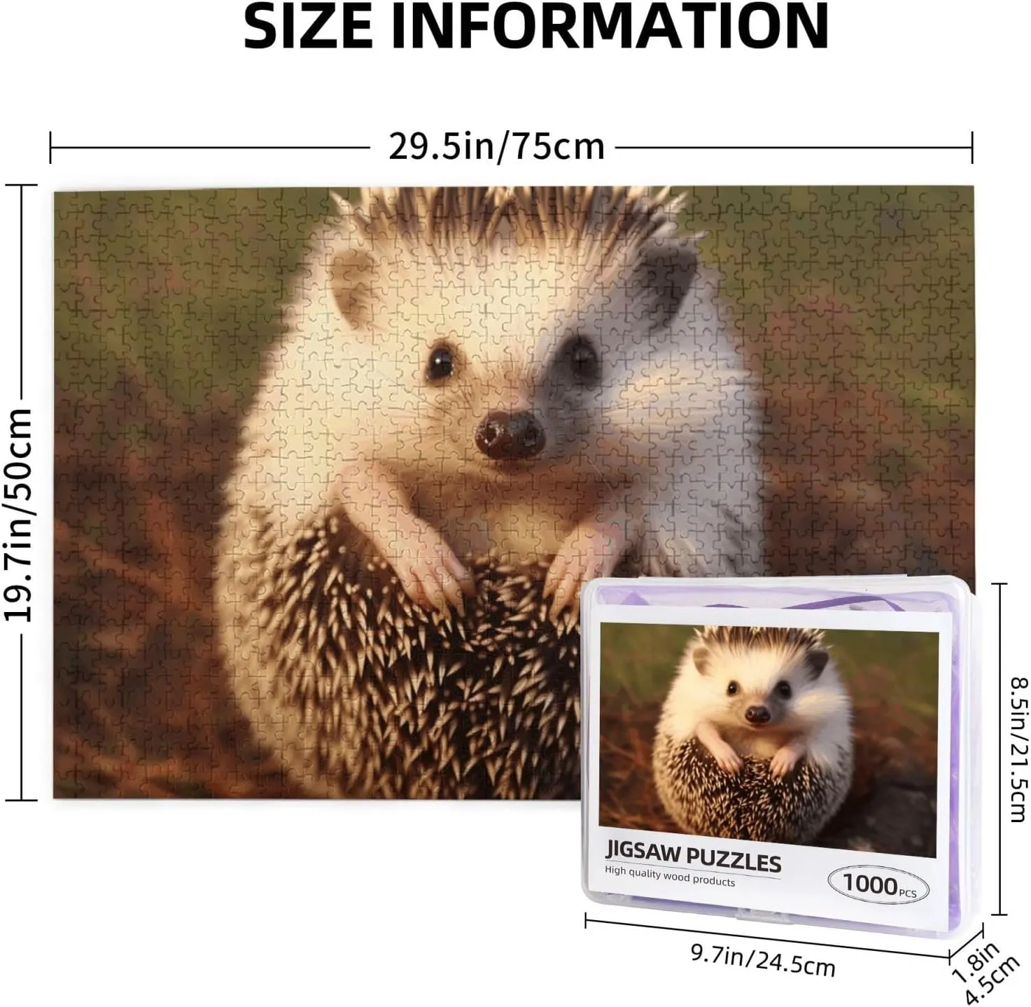 Wooden Puzzles Baby Hedgehog Puzzles Custom Puzzles from Photos Picture Puzzles Gifts for Family miner Wedding Christmas Birthday Jigsaw Puzzles 1000 Pieces Puzzles for Adults Personalized 