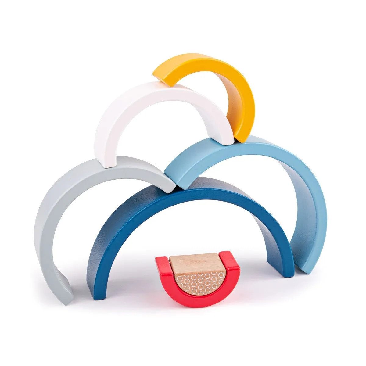 Wooden Stacking Rainbow Blue Arches by Bigjigs