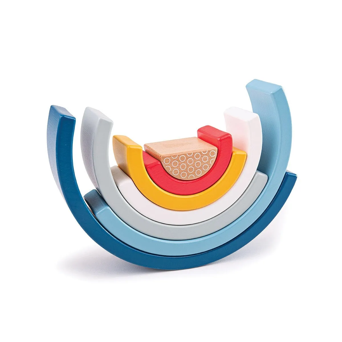 Wooden Stacking Rainbow Blue Arches by Bigjigs
