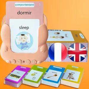 Words$ Pocket Speech$ Sensory Toys for Autism$ Gifts for Christmas Birthday French Talking Flash Cards for Toddlers Bilingual - Audible French Flashcard percentage for Kids 3-12$ Test Mode$ 510 Sight 