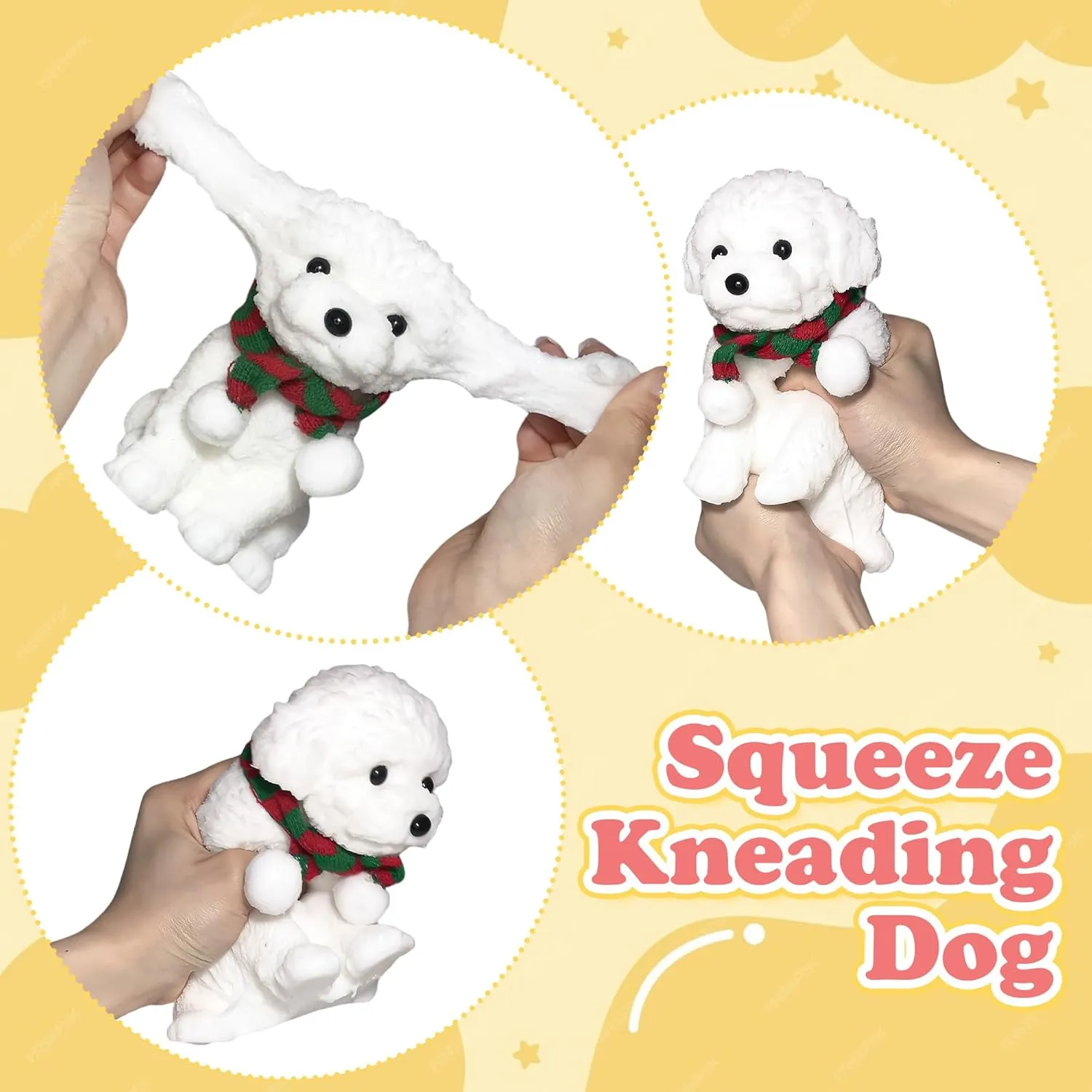Work Taba Squishy Stress Relief Toy,Fidget Toys for Kids Adult (White Teddy Dog) Cute Fidget Toys Handmade Teddy Dog Squishy Toys,Stress Relief elliptical freedom assert tower Squishies Mochi Squeeze Sensory Toy,Relieve 