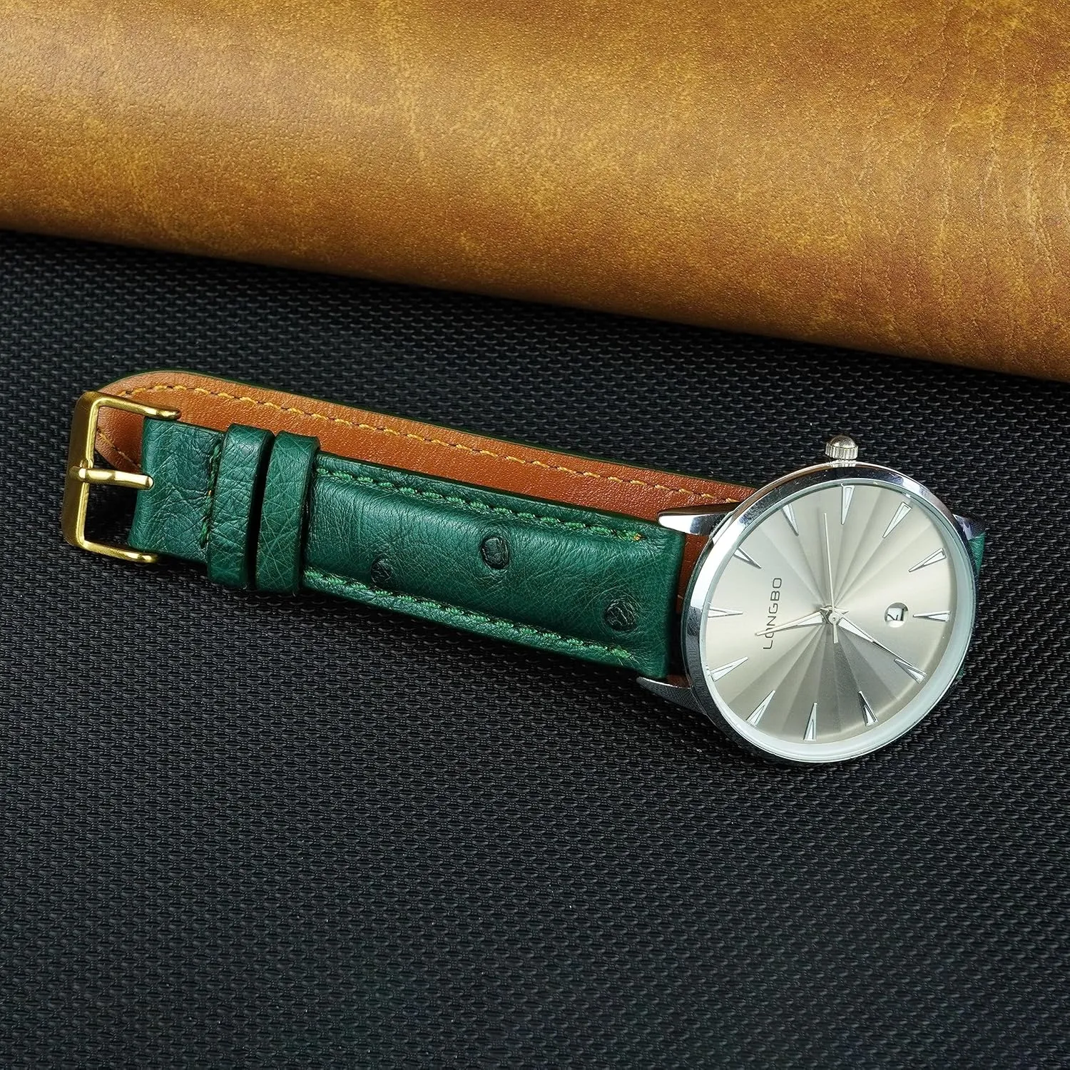 Wrist Watch Straps Vintage Extra Soft Exotic Leather binary Strap 18mm 19mm 20mm 21mm 22mm Quick Release Ostrich Leather Watch Bands Men Handmade Replacement Elegant 