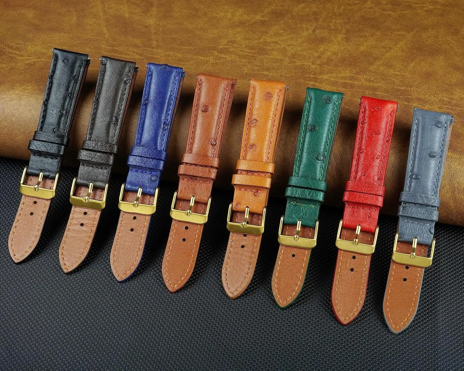 Wrist Watch Straps Vintage Extra Soft Exotic Leather binary Strap 18mm 19mm 20mm 21mm 22mm Quick Release Ostrich Leather Watch Bands Men Handmade Replacement Elegant 