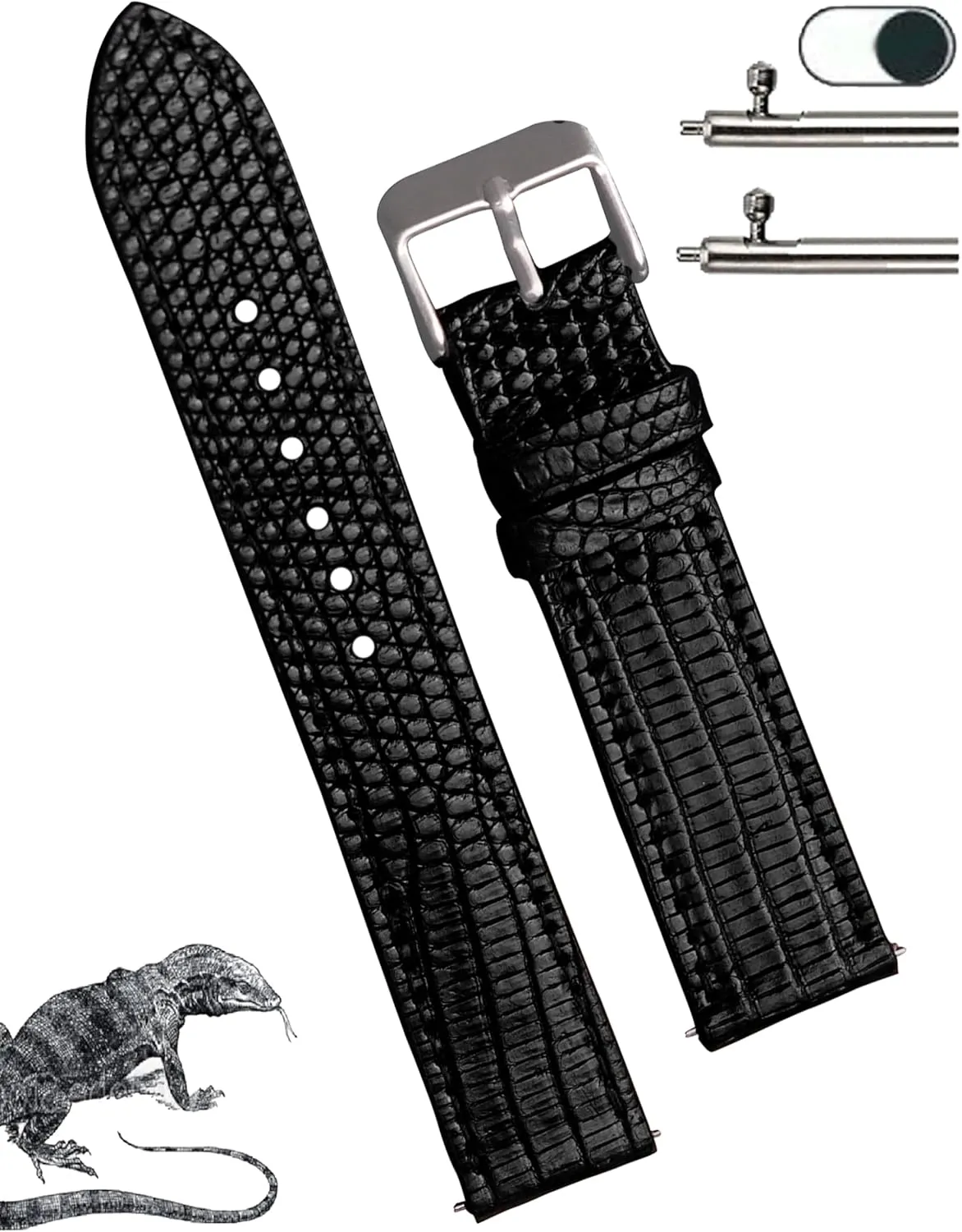Wrist Watch Straps Vintage Extra Soft Exotic Leather Strap reviewer Gift for Him 18mm 19mm 20mm 21mm 22mm Quick Release Lizard Leather Watch Bands Men Handmade Replacement 