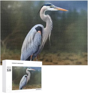 X 15 520 Piece Jigsaw Puzzle - Heron Picture Puzzles for Adults Challenging Puzzle Personalized Wooden Puzzle Photo Puzzle billfish parallel blossom Gifts 20.5" 